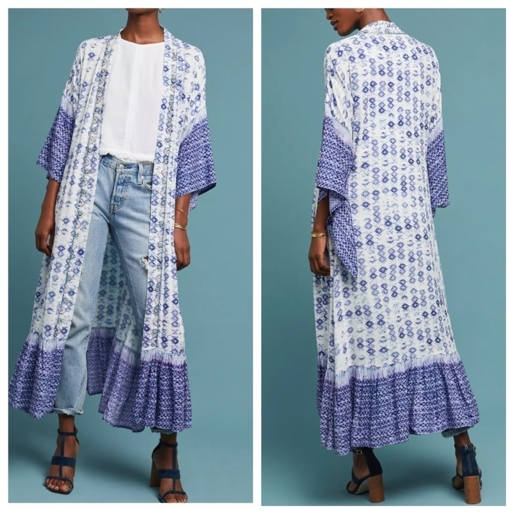 MUCHE ET MUCHETTE x ANTHROPOLOGIE Mel Blue Duster Kimono Size One Size